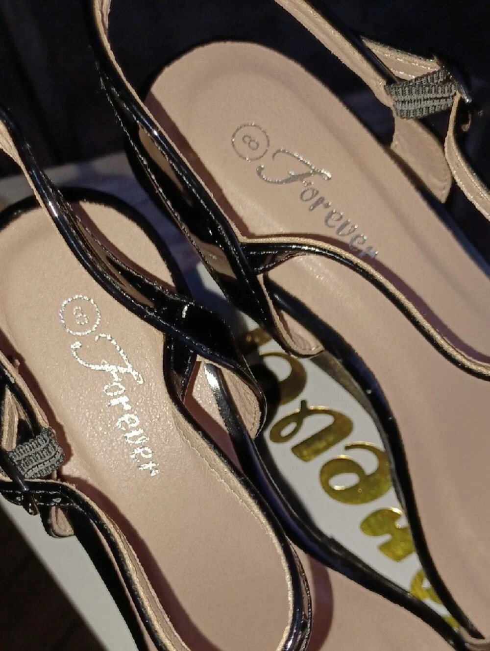 Forever Women's Glitter Strappy Wrapped Wedge Heel NIB
